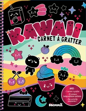 Couverture du produit · Carnets à gratter - Kawaii - Kawaï - Coloriage - cartes à gratter - livre d'activités - 5 ans - autocollants - stickers hologra