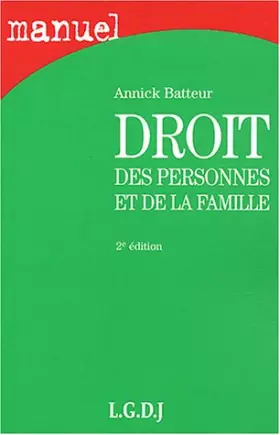 Couverture du produit · Droit des personnes et de la famille
