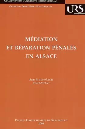 Couverture du produit · Médiation et réparation pénales en Alsace