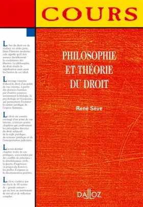 Couverture du produit · Philosophie et théorie du droit - 1ère éd.: Cours