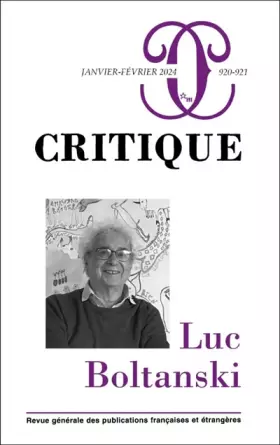 Couverture du produit · Critique 920-921 : Luc Boltanski: janvier-février 2024