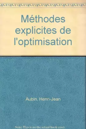 Couverture du produit · Méthodes explicites de l'optimisation