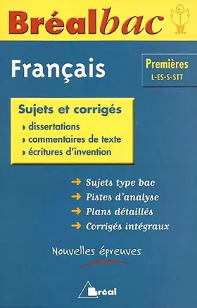 Couverture du produit · Français 1ere L-ES-S-STT : Sujets et corrigés