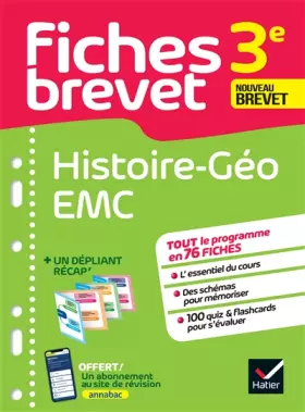 Couverture du produit · Fiches brevet - Histoire-Géographie EMC 3e Brevet 2025: tout le programme en fiches de révision détachables