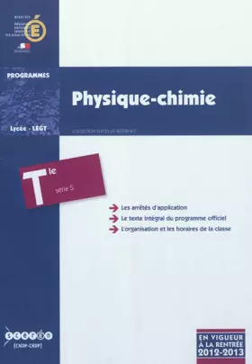 Couverture du produit · Physique-chimie Tle S: Programme en vigueur à la rentrée de l'année scolaire 2012-2013