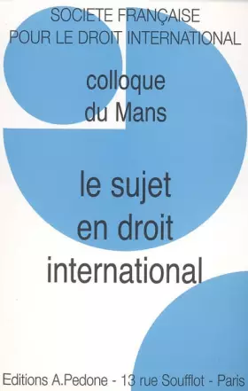 Couverture du produit · Le sujet en droit international
