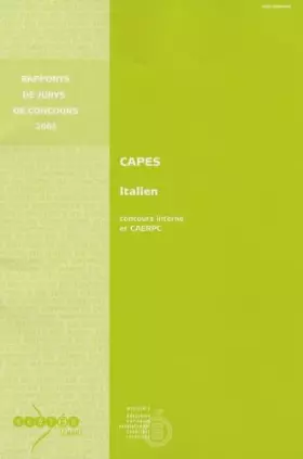 Couverture du produit · Certificat d'Aptitude au Professorat de l'Enseignement du Second Degré CAPES et CAERPC Italien: Concours interne