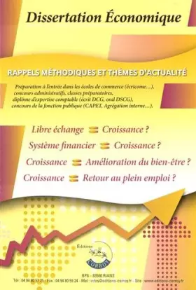 Couverture du produit · Dissertation économique aux concours: Rappels méthodologiques et thèmes d'actualité