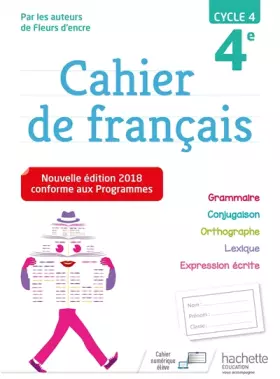 Couverture du produit · Cahier de français cycle 4 / 4e - Ed. 2018