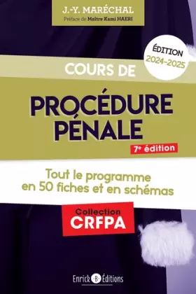 Couverture du produit · Cours de procédure pénale 2024-2025: Tout le programme en 50 fiches et en schémas
