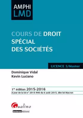 Couverture du produit · Cours de Droit Spécial des Sociétés 2015-2016