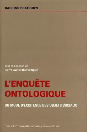 Couverture du produit · L'enquête ontologique, du mode de l'existence des objets sociaux