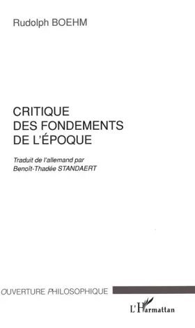 Couverture du produit · Critique des fondements de l'époque