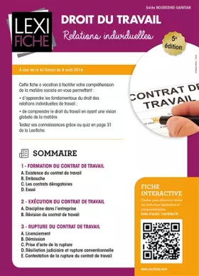 Couverture du produit · Droit du travail - Relations individuelles