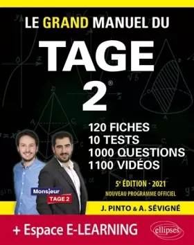 Couverture du produit · Le Grand Manuel du TAGE 2 - 10 tests blancs + 120 fiches de cours + 1000 vidéos - Édition 2021