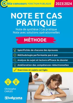 Couverture du produit · Note et cas pratique – Méthode (Catégories A et B – Édition 2023): Note de synthèse – Cas pratique – Note avec solutions opérat
