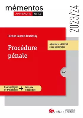 Couverture du produit · Procédure pénale: À jour de la loi LOPMI du 24 janvier 2023 (2023-2024)