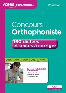 Couverture du produit · Concours Orthophoniste - 160 dictées et textes à corriger - Entraînement
