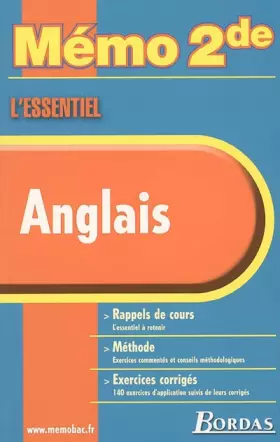 Couverture du produit · l'essentiel ANGLAIS mémo 2de