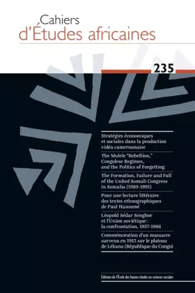 Couverture du produit · Cahiers d'études africaines, n° 235 - Varia