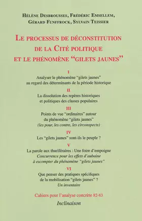 Couverture du produit · Le processus de déconstitution de la Cité politique et le phénomène â??gilets jaunes"
