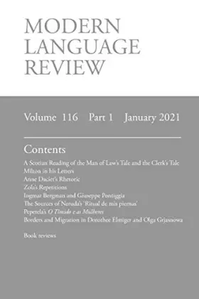 Couverture du produit · Modern Language Review (116: 1) January 2021