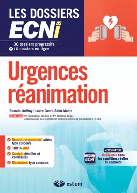 Couverture du produit · Urgences-réanimation: 30 dossiers progressifs et 10 dossiers en ligne (2015)