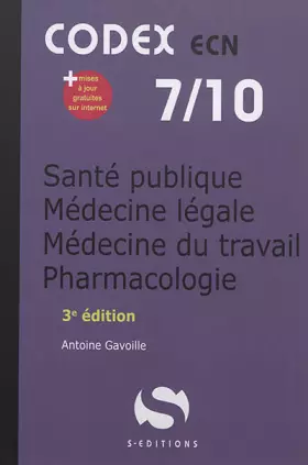 Couverture du produit · Santé publique médecine légale médecine du travail pharmacologie: codex ecn 7/10