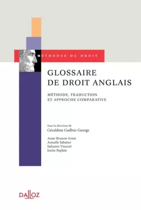 Couverture du produit · Glossaire de droit anglais: Méthode, traduction et approche comparative