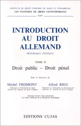 Couverture du produit · Introduction au droit allemand : république fédérale, tome 2. Droit public - Droit pénal