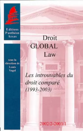 Couverture du produit · Les introuvables du droit comparé (1993 - 2003)
