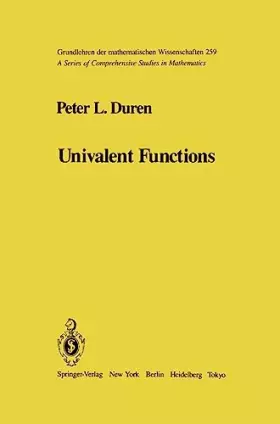 Couverture du produit · Univalent Functions (Grundlehren der mathematischen Wissenschaften 259)