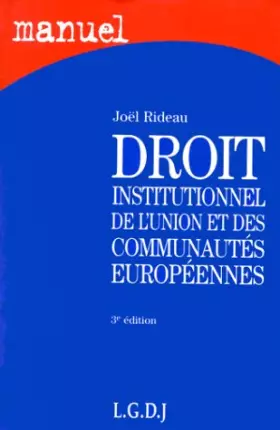 Couverture du produit · Droit institutionnel de l'union et des communautés européennes