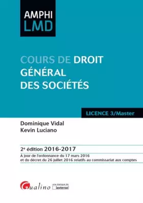 Couverture du produit · Cours de droit général des sociétés
