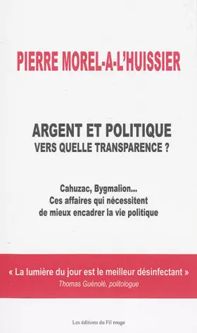 Couverture du produit · Argent et politique : vers quelle transparence ?
