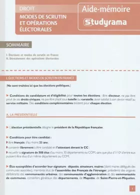 Couverture du produit · Modes de scrutin et opérations électorales