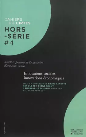 Couverture du produit · Innovations sociales, innovations économiques: XXXIVes Journées de l'Association d'économie sociale