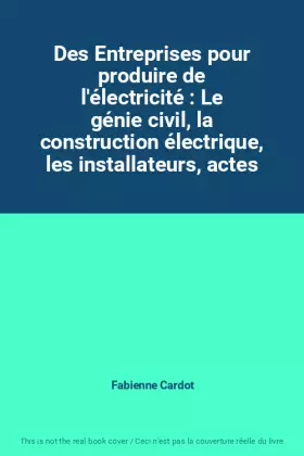 Couverture du produit · Des Entreprises pour produire de l'électricité : Le génie civil, la construction électrique, les installateurs, actes