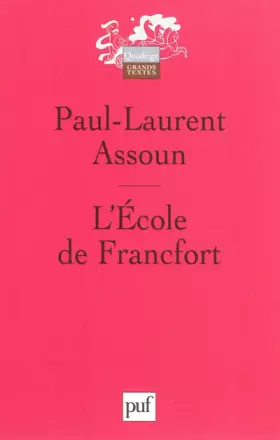 Couverture du produit · L'École de Francfort