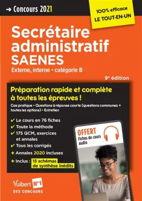 Couverture du produit · Concours Secrétaire administratif et SAENES - Catégorie B - Préparation rapide et complète à toutes les épreuves: Concours exte