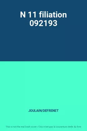 Couverture du produit · N 11 filiation 092193