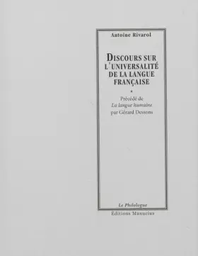 Couverture du produit · Discours sur l'universalité de la langue française