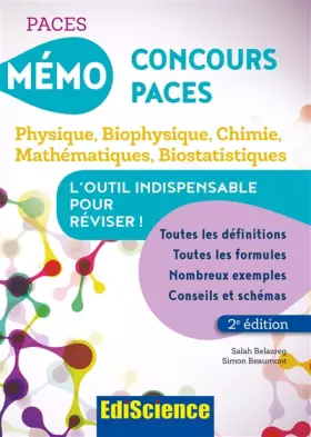 Couverture du produit · Mémo Concours PACES - 2éd. -Physique, Biophysique, Chimie, Mathématiques, Biostatistiques: Physique, Biophysique, Chimie, Mathé