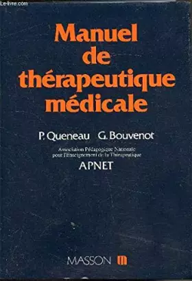 Couverture du produit · Manuel de thérapeutique médicale