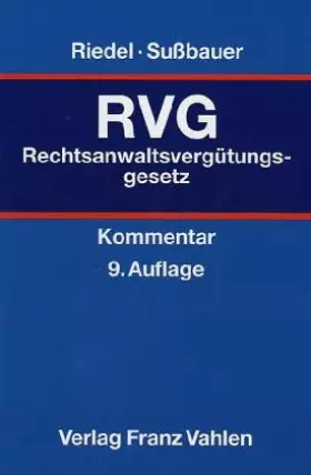 Couverture du produit · Rechtsanwaltsvergütungsgesetz
