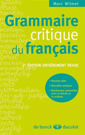 Couverture du produit · Grammaire critique du français