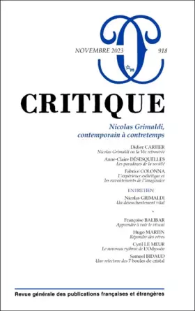 Couverture du produit · Critique 918 : Nicolas Grimaldi