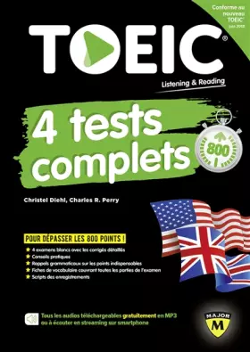 Couverture du produit · TOEIC : 4 TESTS COMPLETS: nouvelle édition conforme au test TOEIC en vigueur à partir de juin 2018