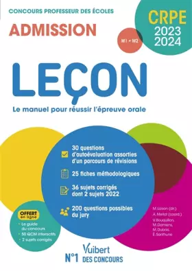 Couverture du produit · Leçon - CRPE 2023-2024 - Le manuel pour réussir l'épreuve orale: Concours Professeur des écoles - M1 et M2 - 36 sujets corrigés