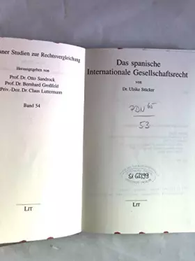 Couverture du produit · Das spanische Internationale Gesellschaftsrecht